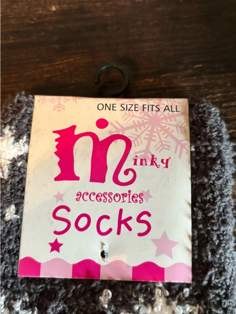Minky‎ Accessories Fuzzy Socks Gray Snowflake Bear Plush Cozy Crew SO-919 NWT